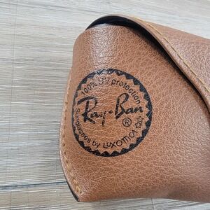 Ray Ban Sunglasses Case Brown Faux Leather Snap Closure